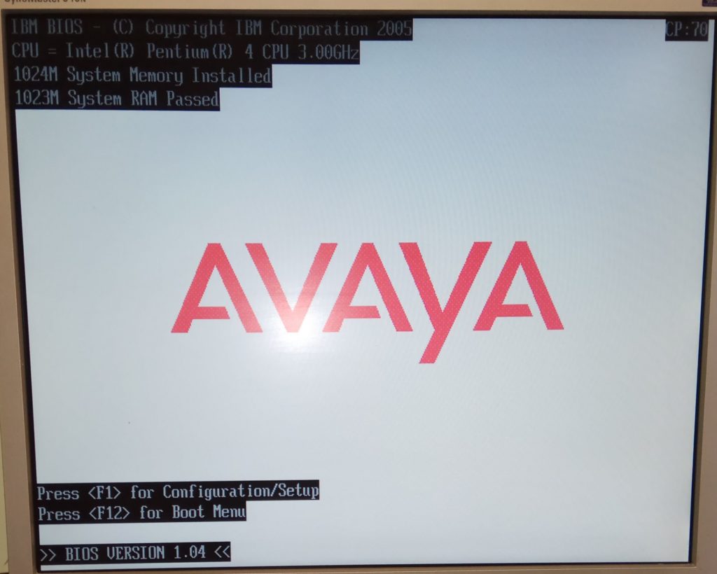 Начальный экран загрузки сервера Avaya