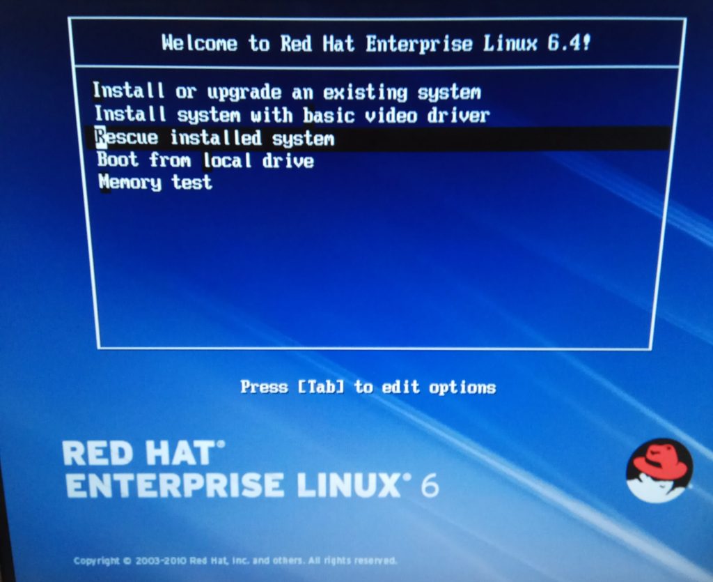 Начальный экран установки Red Hat Enterprise Linux